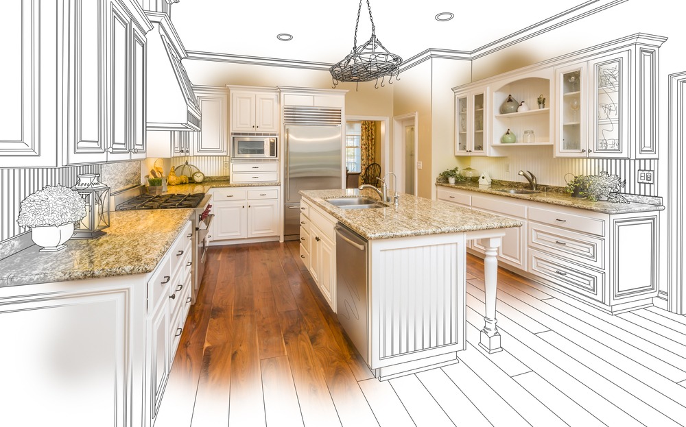 Beautiful,Custom,Kitchen,Design,Drawing,And,Brushed,In,Photo,Combination.